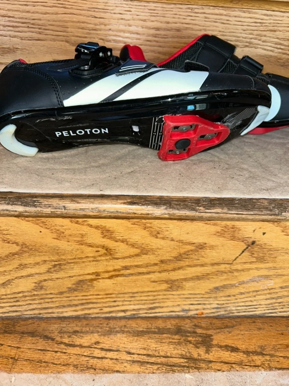 Peloton Men's Black Road Cycling Shoes with Red Lining and White Accent